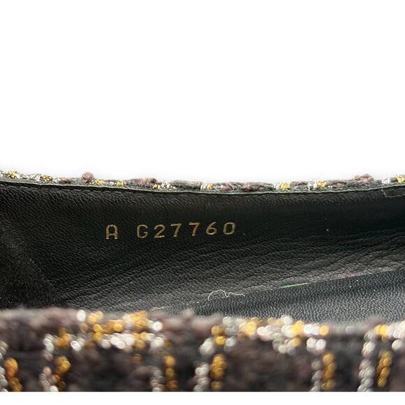 Chanel Tweed Black Gold CC Cap Toe Ballet Flats 38 US 7.5 Box COA Auth Ballerina - Picture 11 of 12
